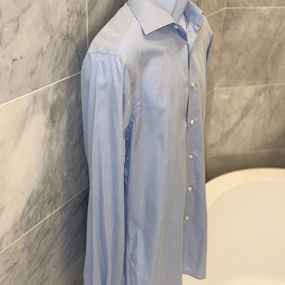 Ike Behar French Dress Shirt Blue Long Sleeve Mens cotton size 16 - Picture 8 of 9